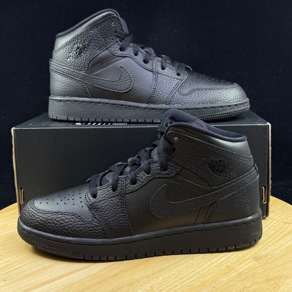 Nike Shoes - Nike Air Jordan 1 Mid Black GS 5.5Y / Wmns 7 554725-091 Brand New Sneakers